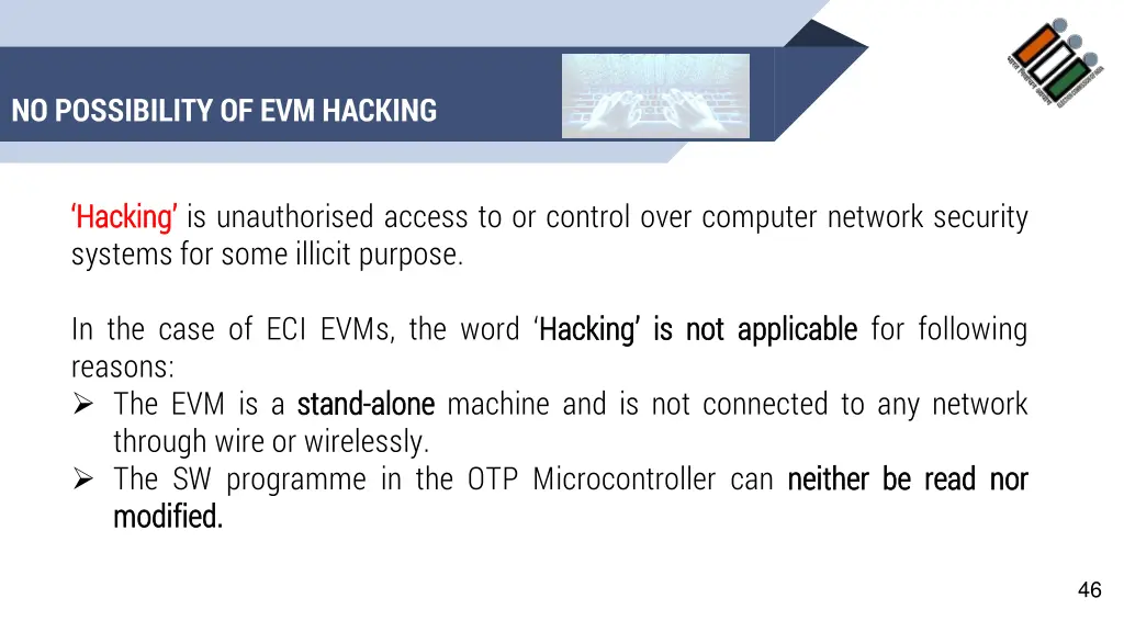 no possibility of evm hacking