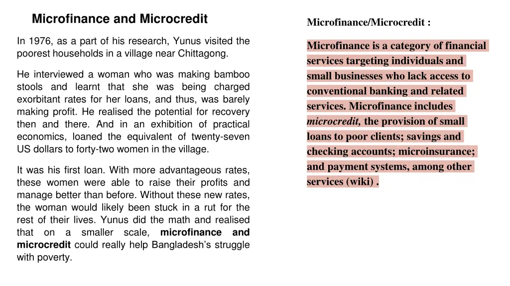 microfinance and microcredit