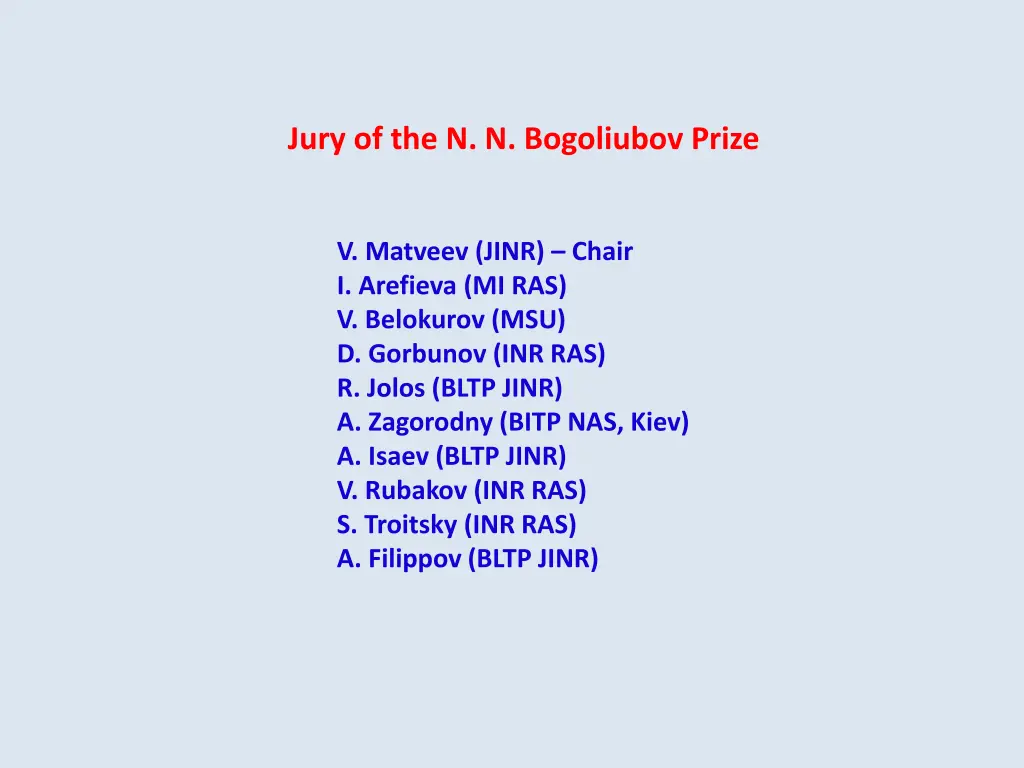 jury of the n n bogoliubov prize