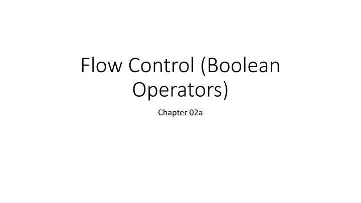 flow control boolean operators