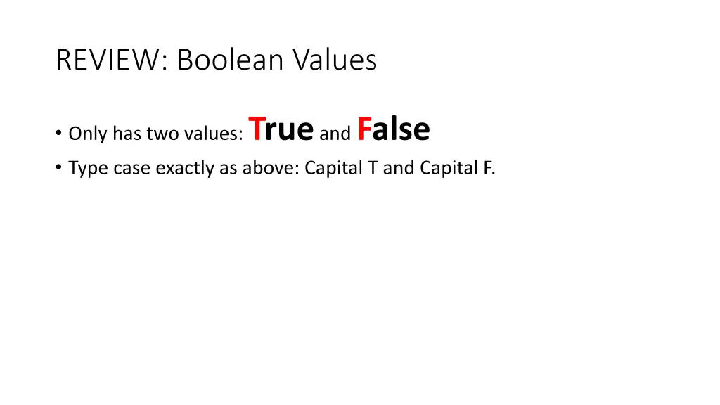 review boolean values