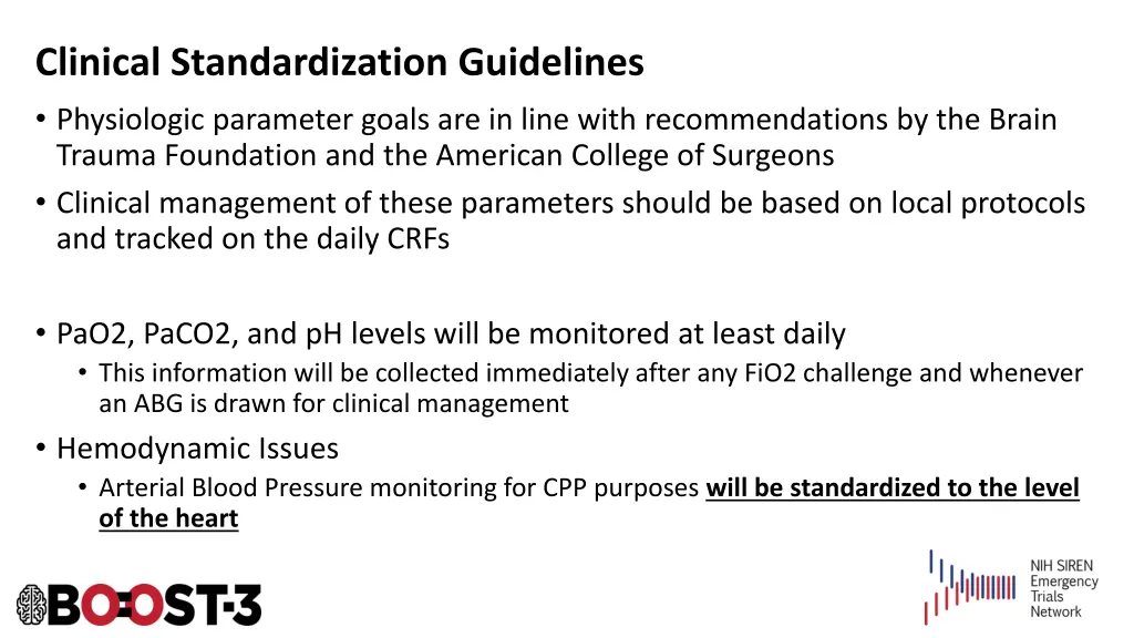 clinical standardization guidelines physiologic