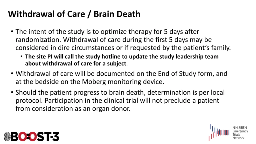 withdrawal of care brain death