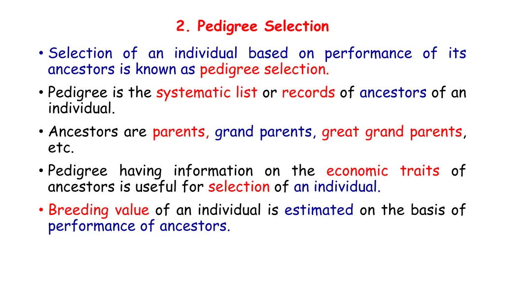 2 pedigree selection