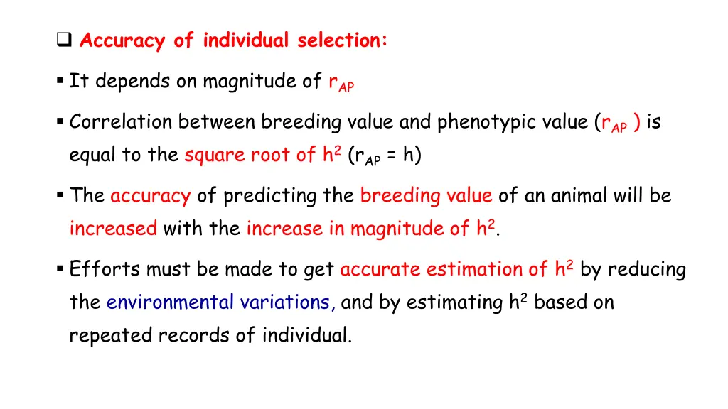 accuracy of individual selection