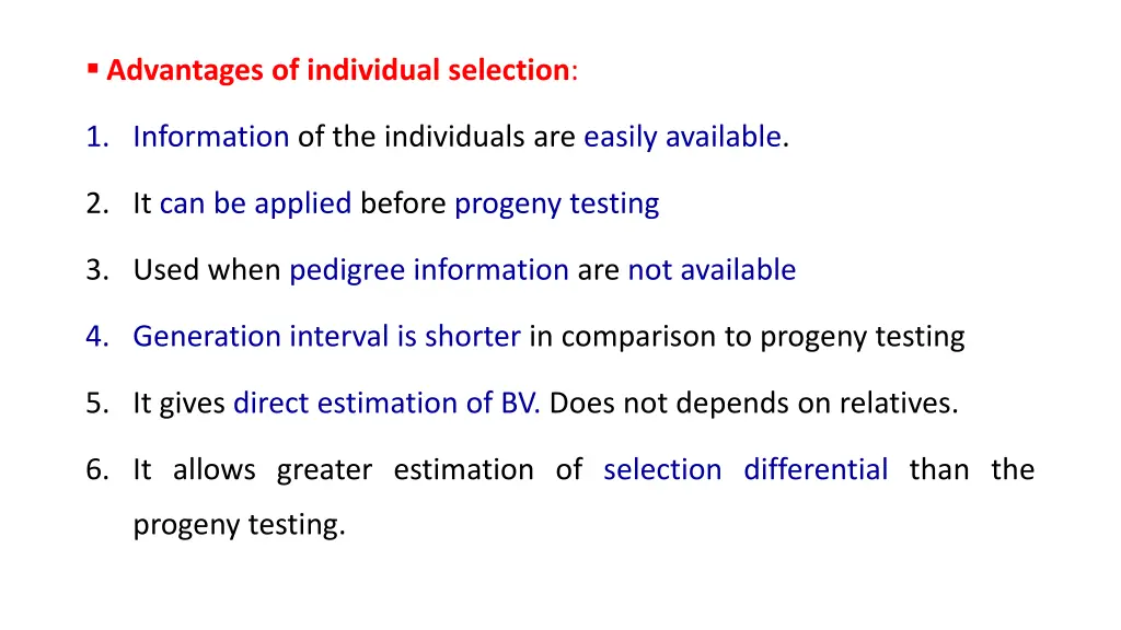 advantages of individual selection