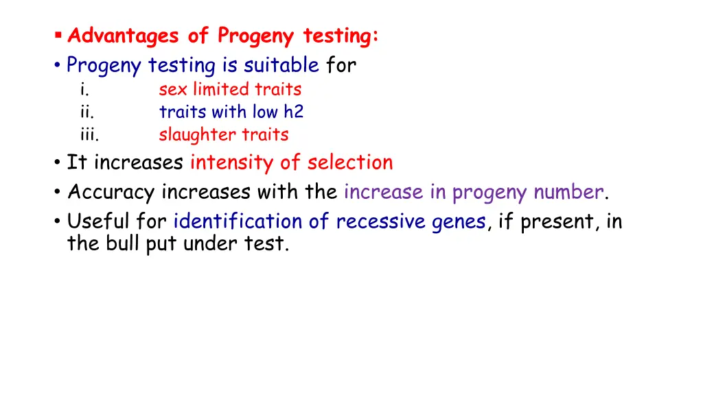 advantages of progeny testing progeny testing