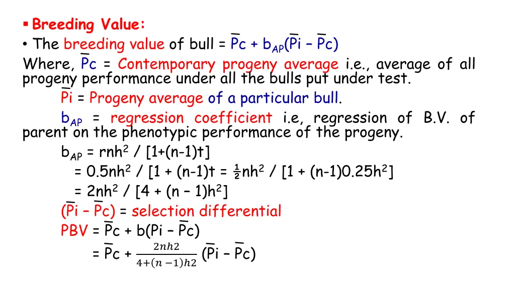 breeding value the breeding value of bull