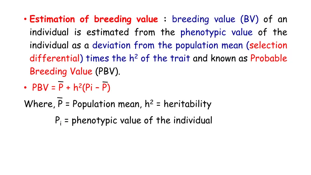 estimation of breeding value breeding value