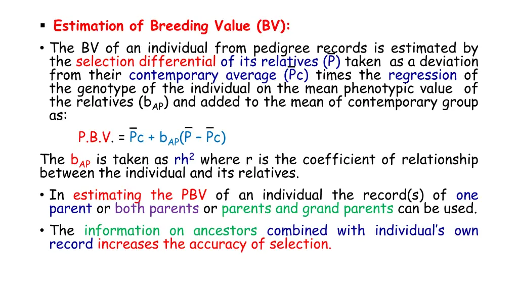 estimation of breeding value