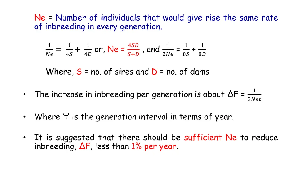 ne number of individuals that would give rise