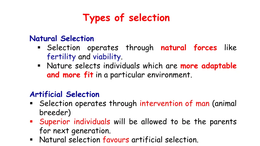 types of selection