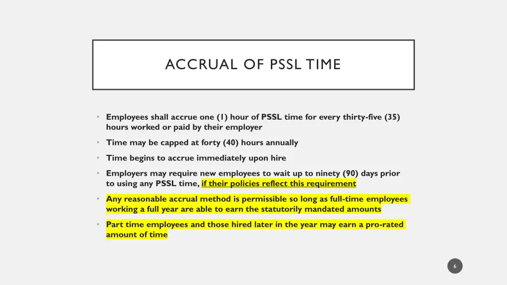 accrual of pssl time