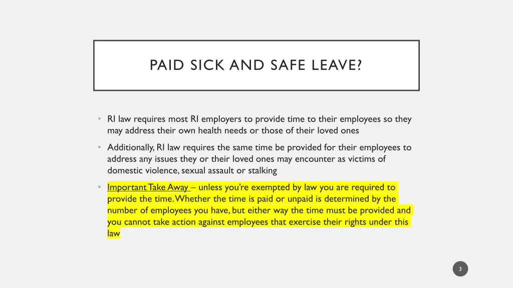 paid sick and safe leave