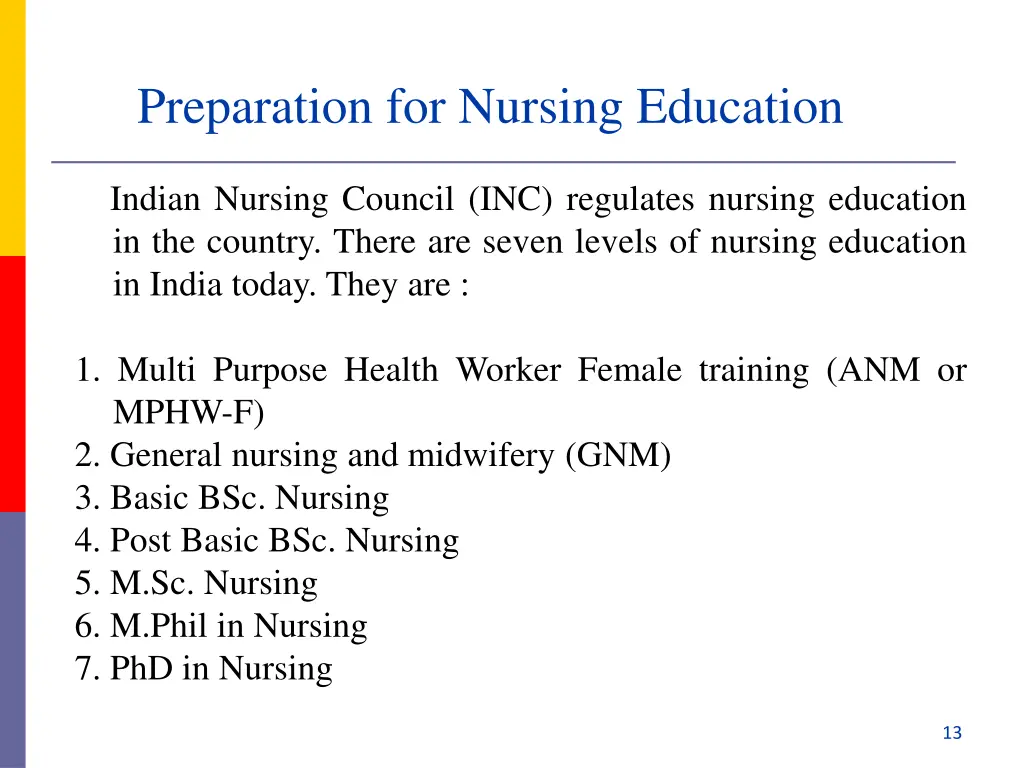 preparation for nursing education