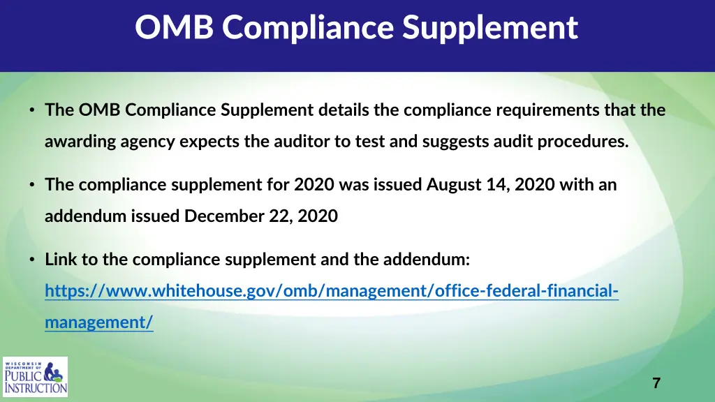 omb compliance supplement