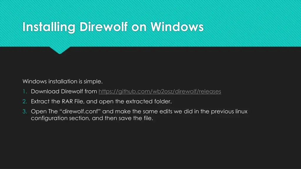 installing direwolf on windows