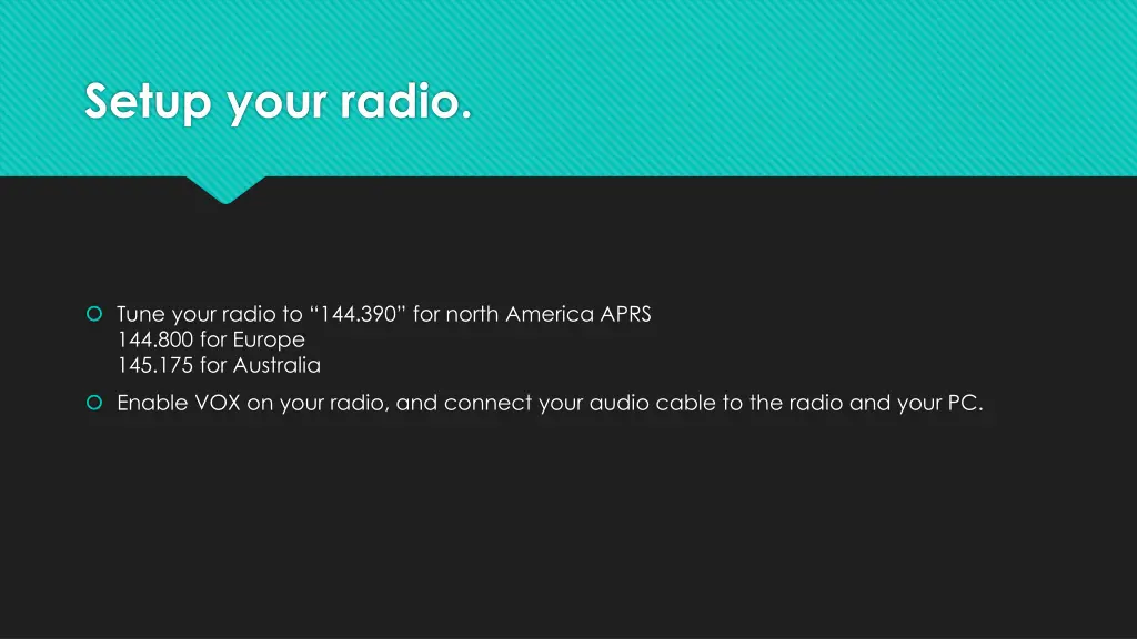 setup your radio