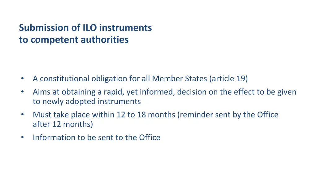 submission of ilo instruments to competent