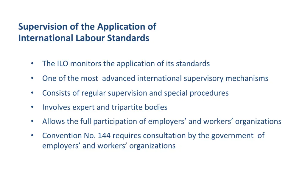 supervision of the application of international