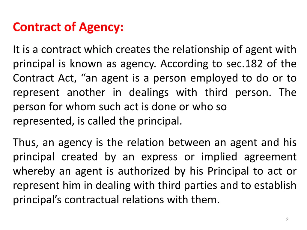 contract of agency