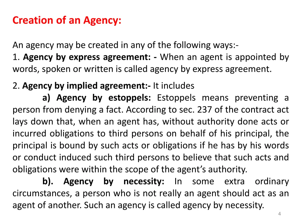 creation of an agency