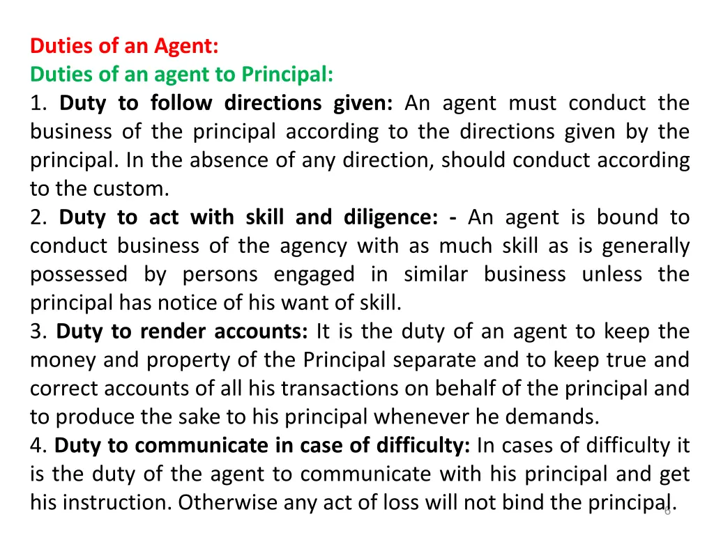 duties of an agent duties of an agent