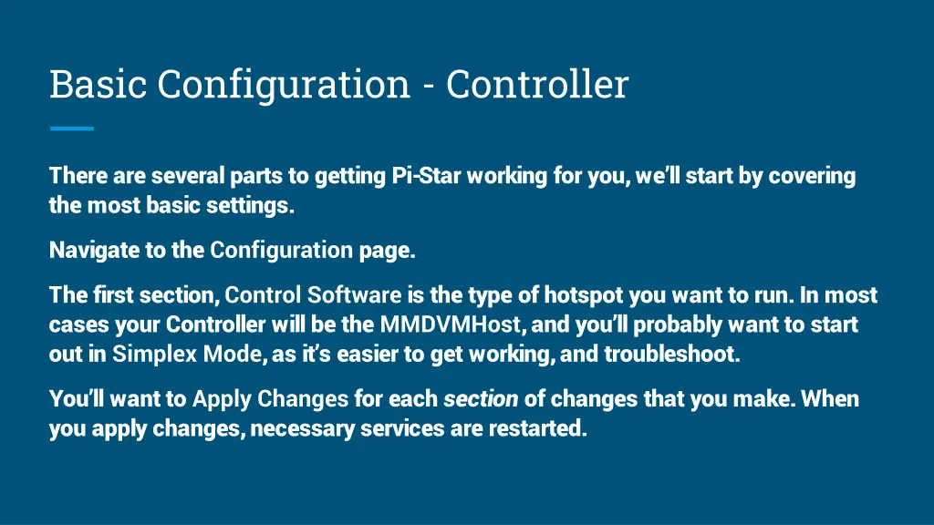 basic configuration controller