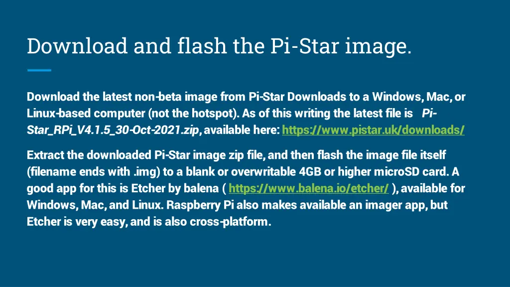 download and flash the pi star image