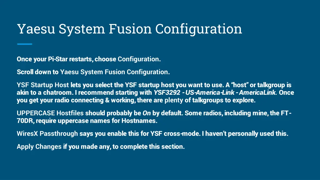 yaesu system fusion configuration