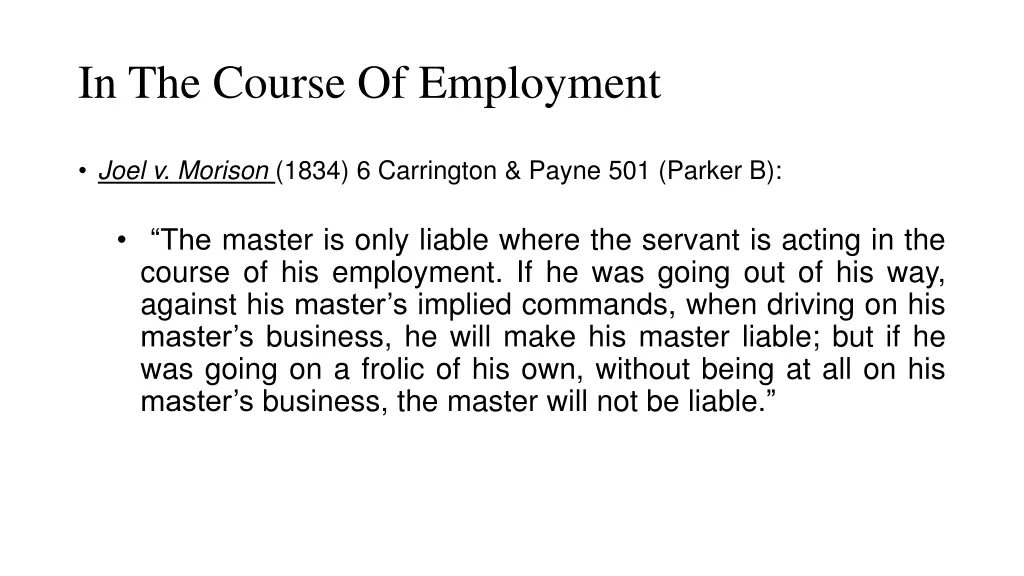 in the course of employment