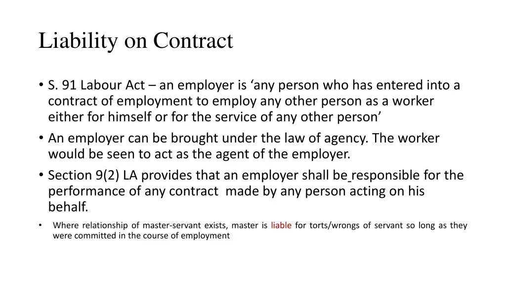 liability on contract