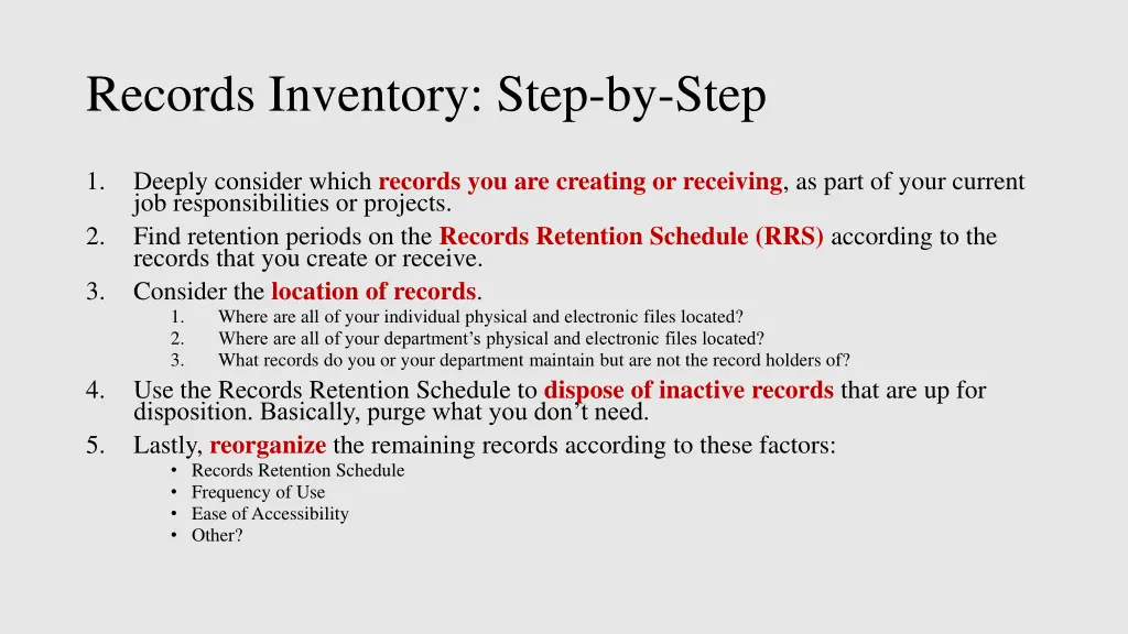 records inventory step by step