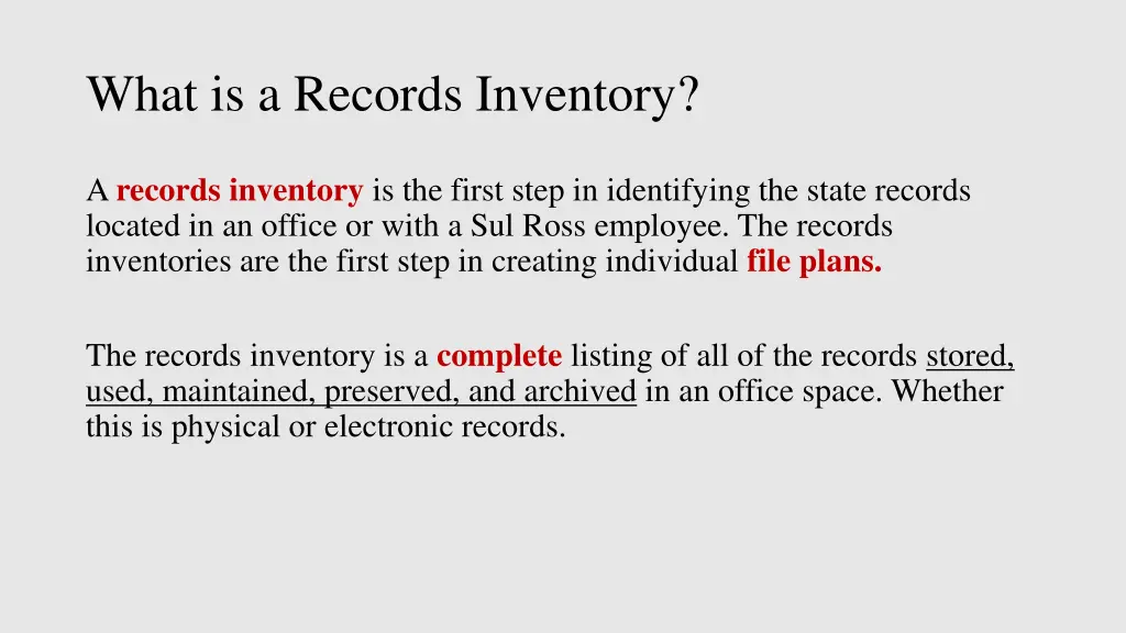 what is a records inventory