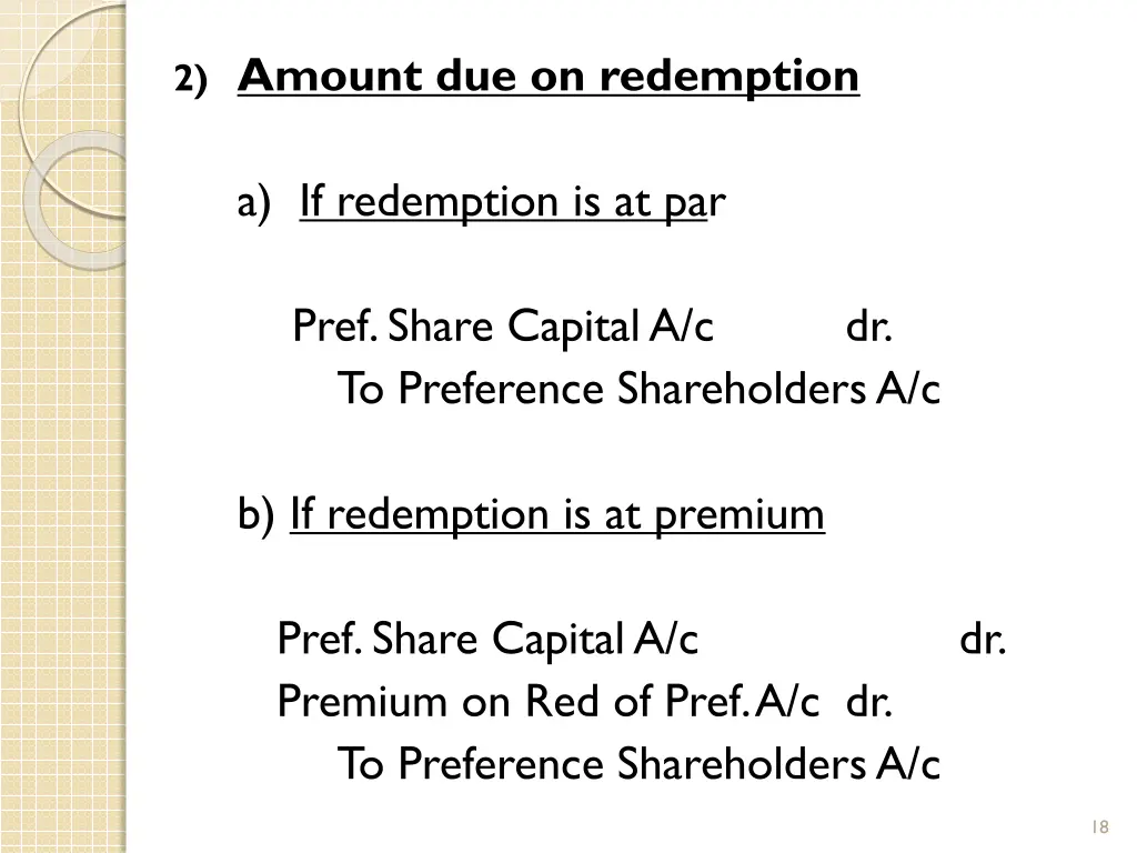 2 amount due on redemption a if redemption