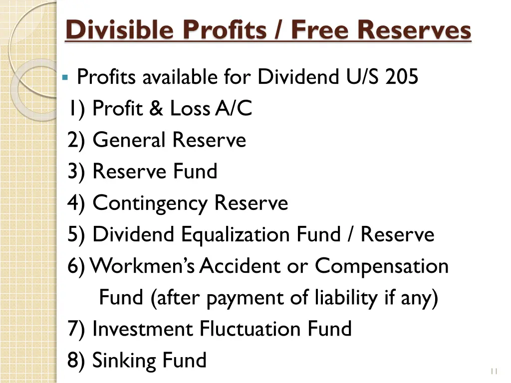 divisible profits free reserves