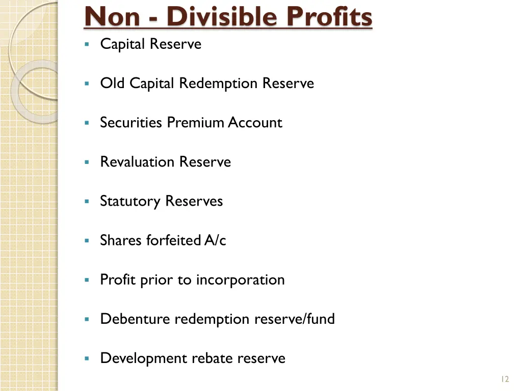 non divisible profits capital reserve