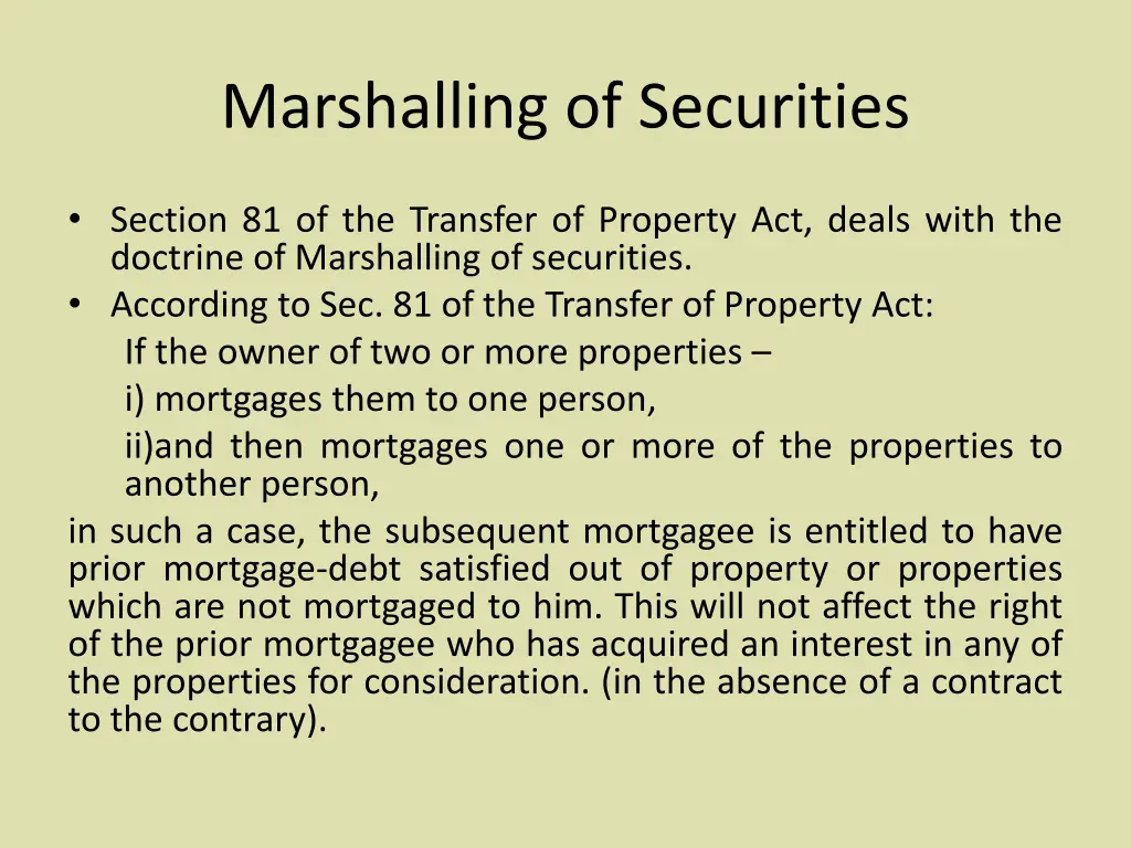 marshalling of securities 1