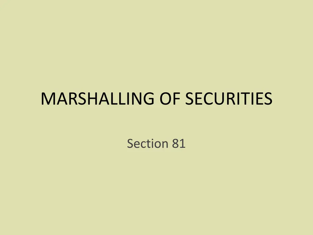 marshalling of securities