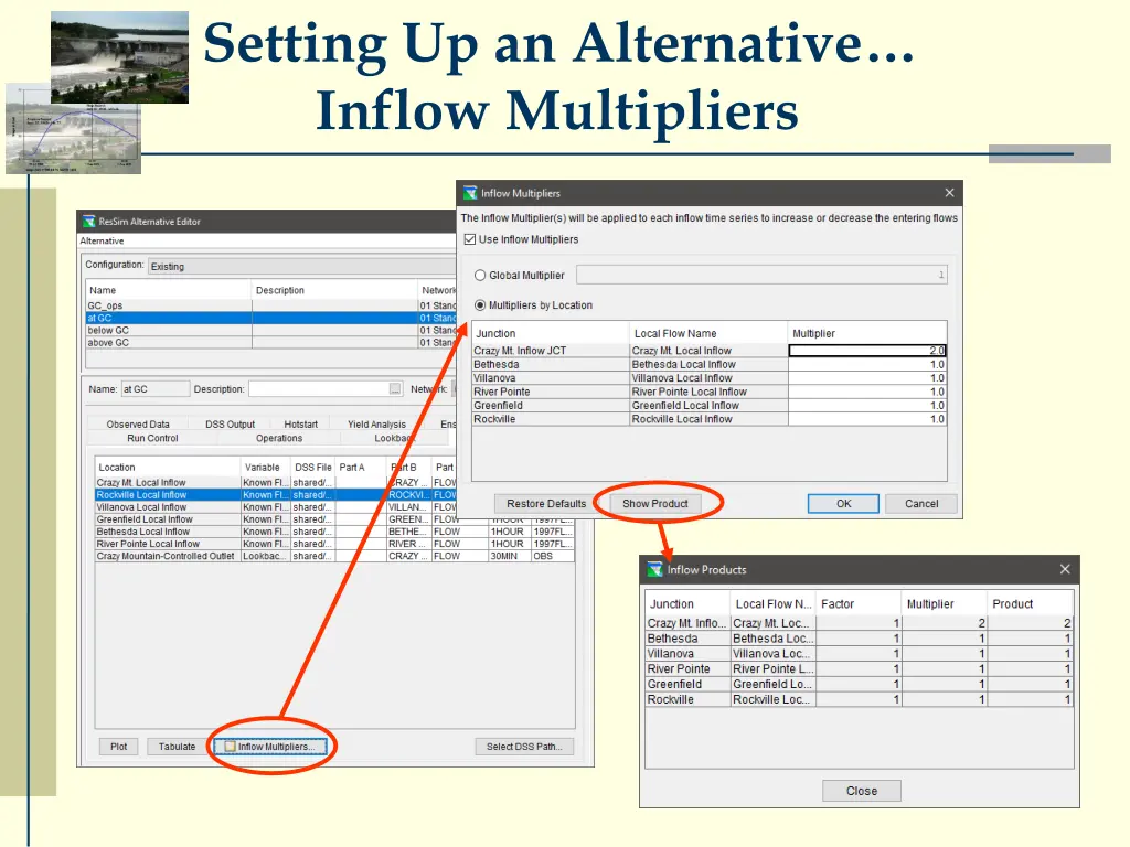 setting up an alternative inflow multipliers