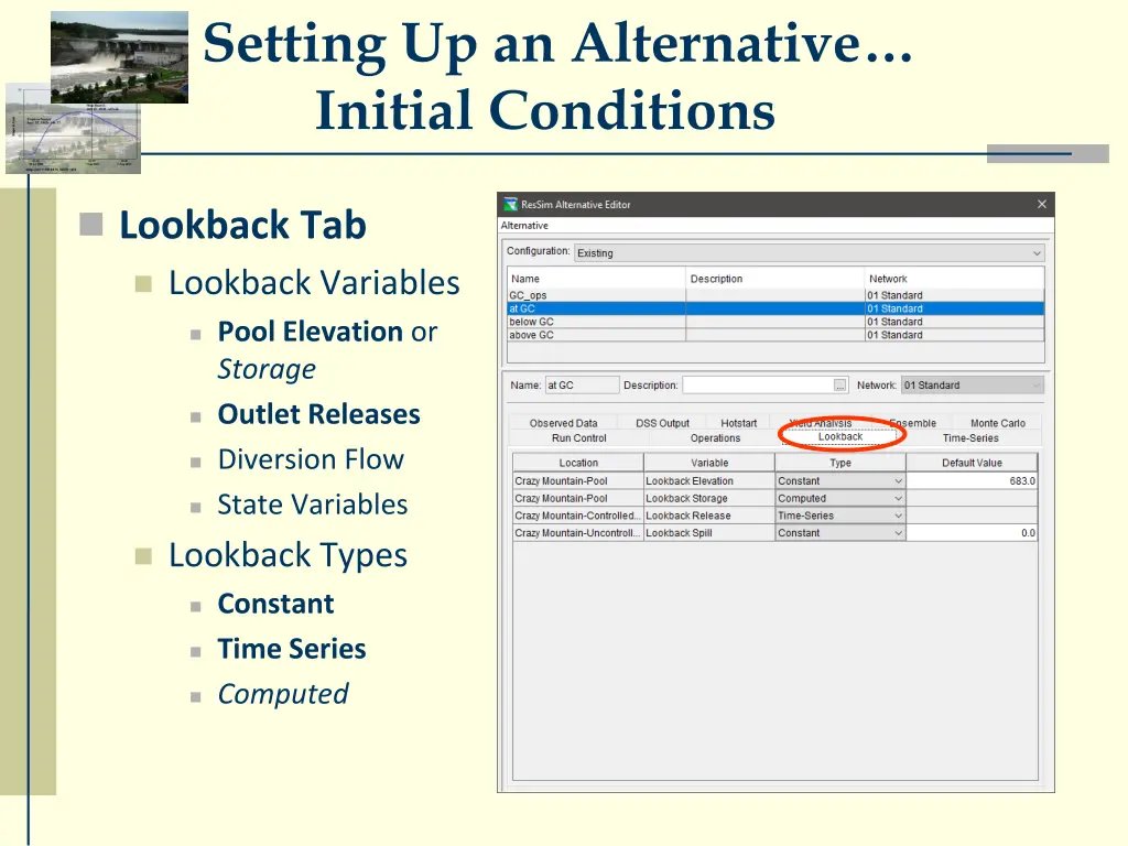 setting up an alternative initial conditions