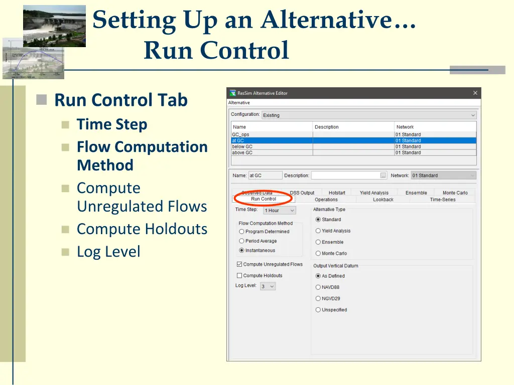 setting up an alternative run control