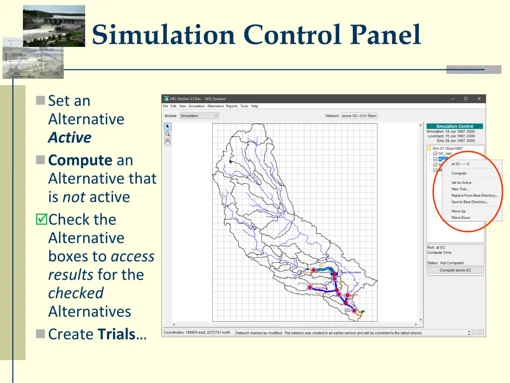 simulation control panel