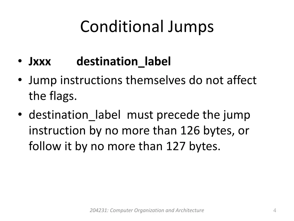 conditional jumps