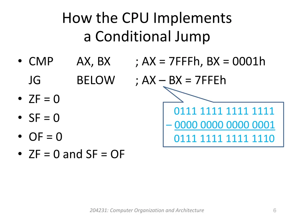 how the cpu implements a conditional jump