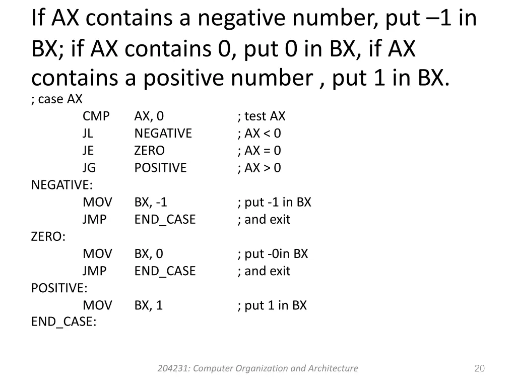 if ax contains a negative number 1