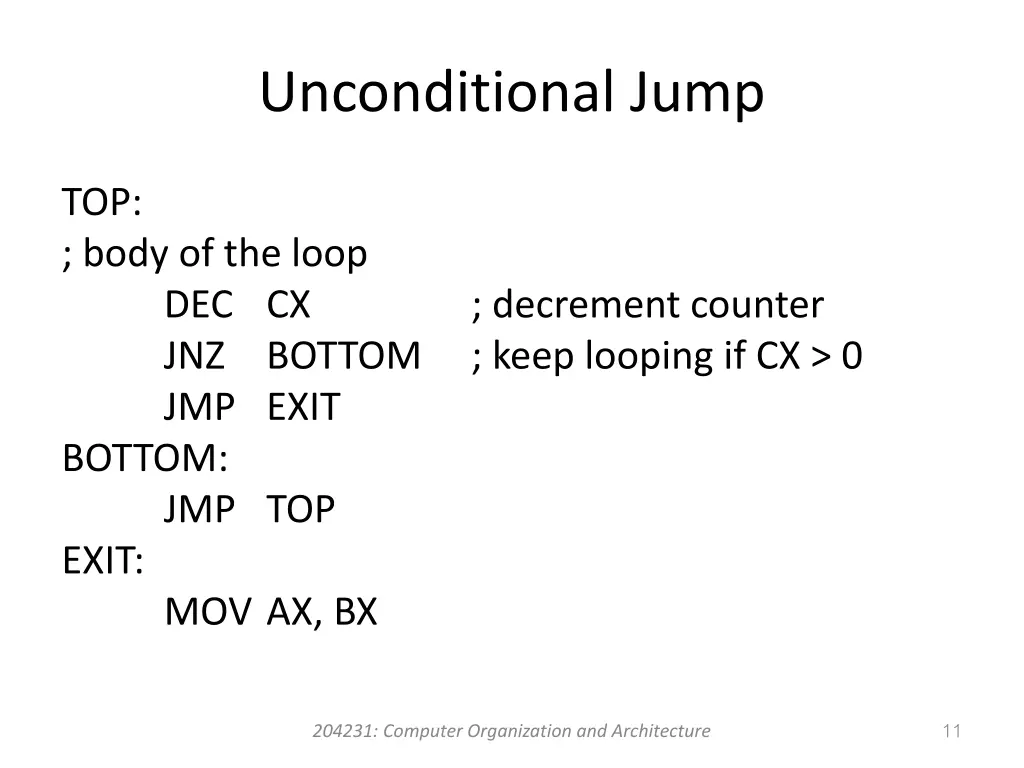 unconditional jump 1