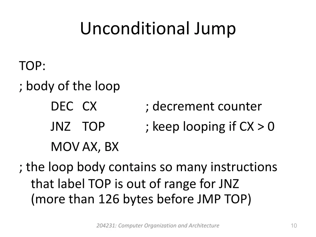 unconditional jump