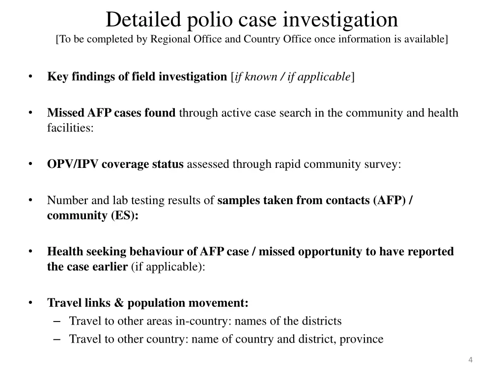 detailed polio case investigation to be completed