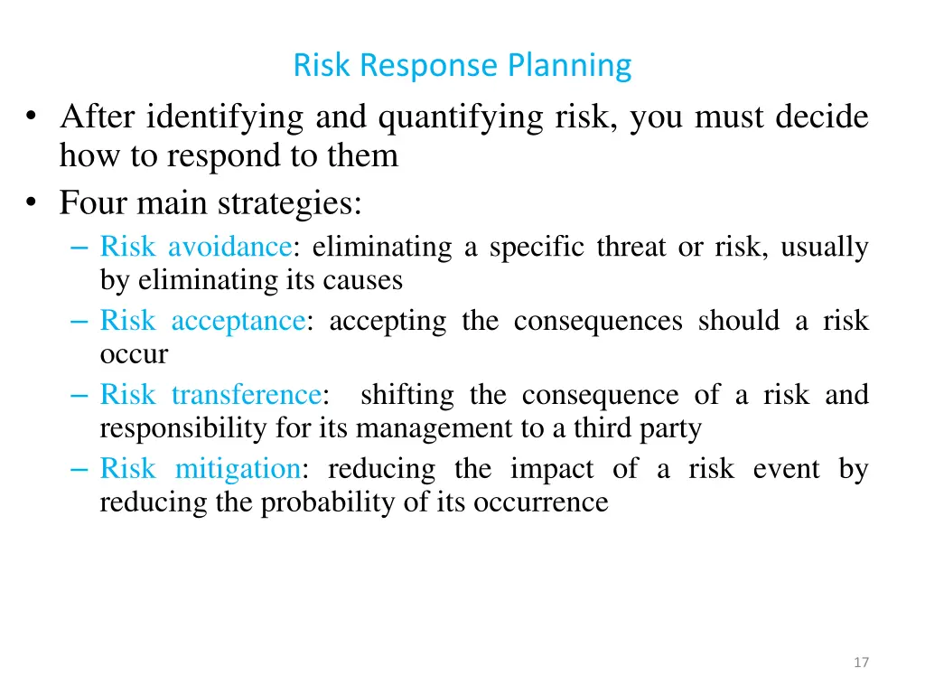 risk response planning